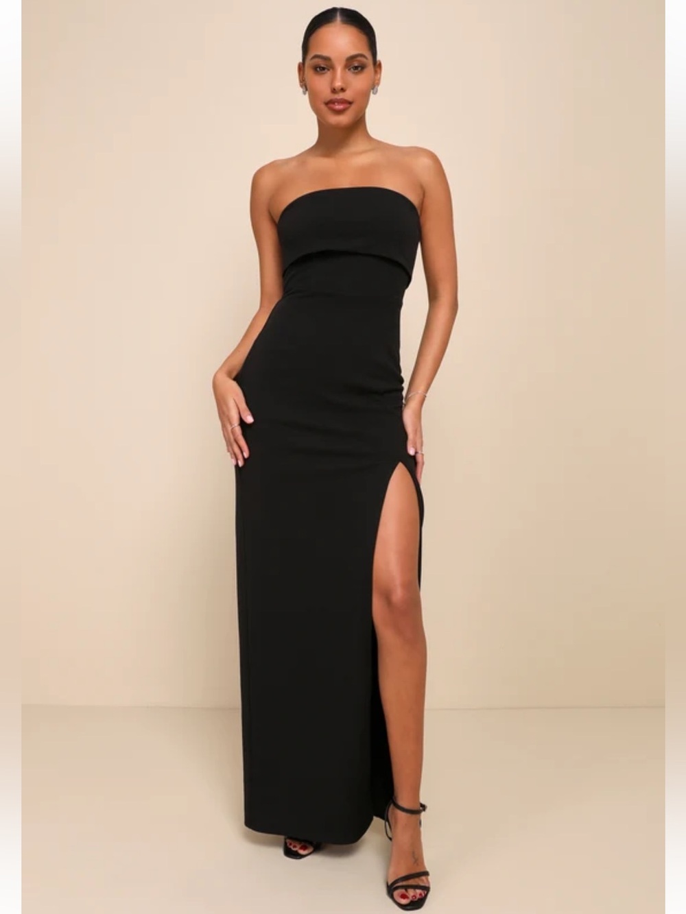 Lulus Classy Consideration Black Strapless Maxi Dress